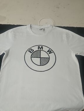 BMW White Short Sleeve T‑Shirt with Black Logo